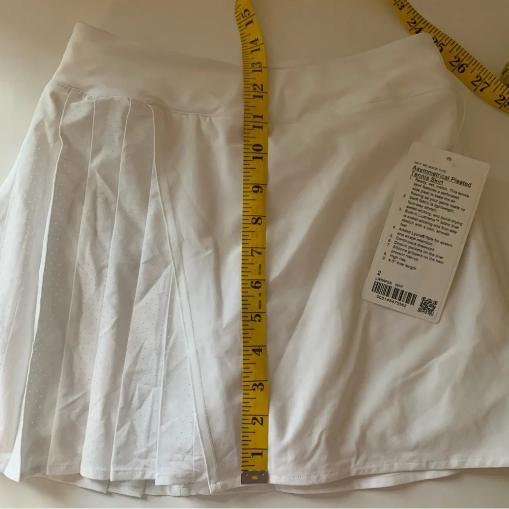 NWT Lululemon Asymmetrical Pleated Tennis Skirt, White, 2